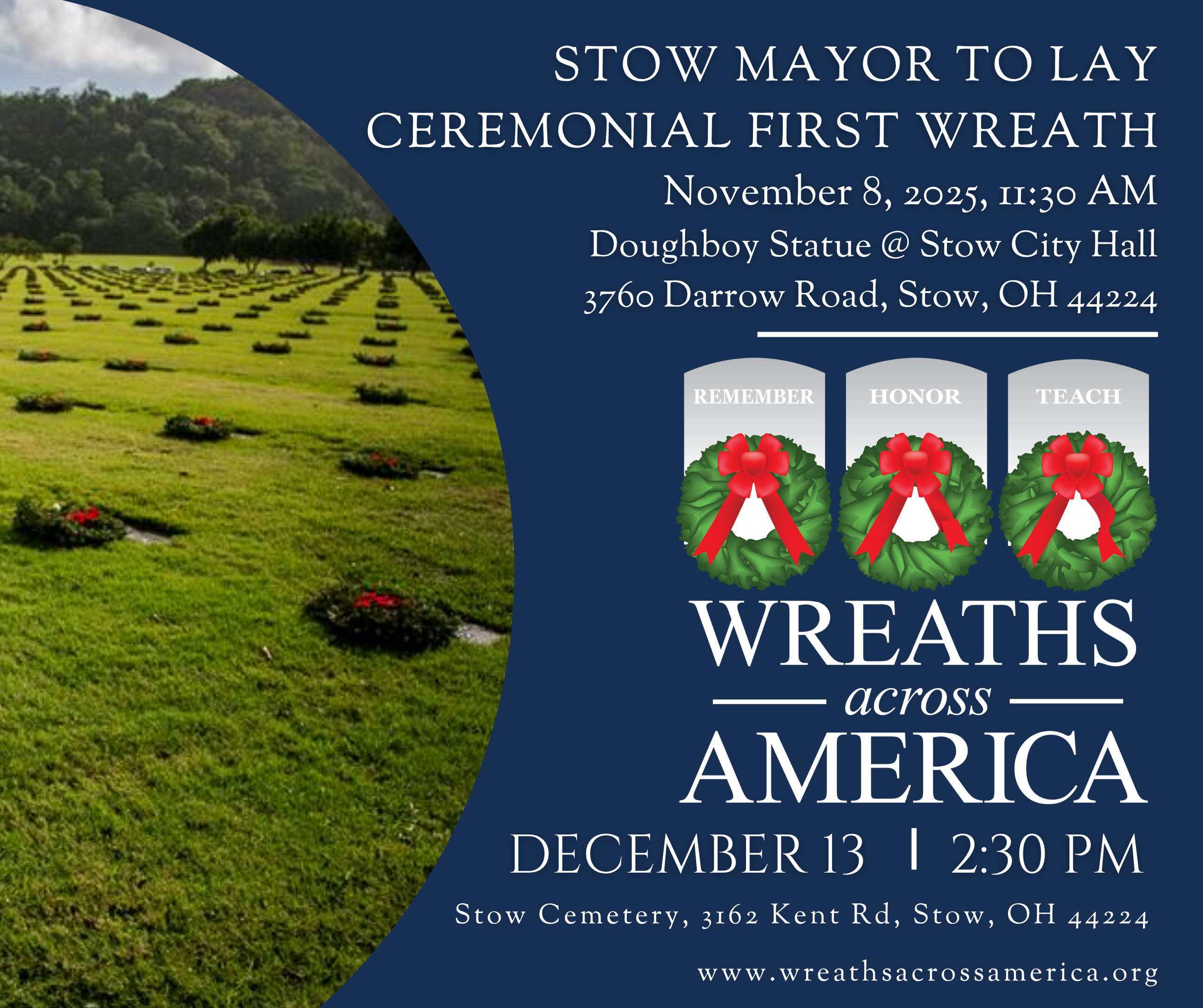 Stow Mayor to Lay Ceremonial First Wreath