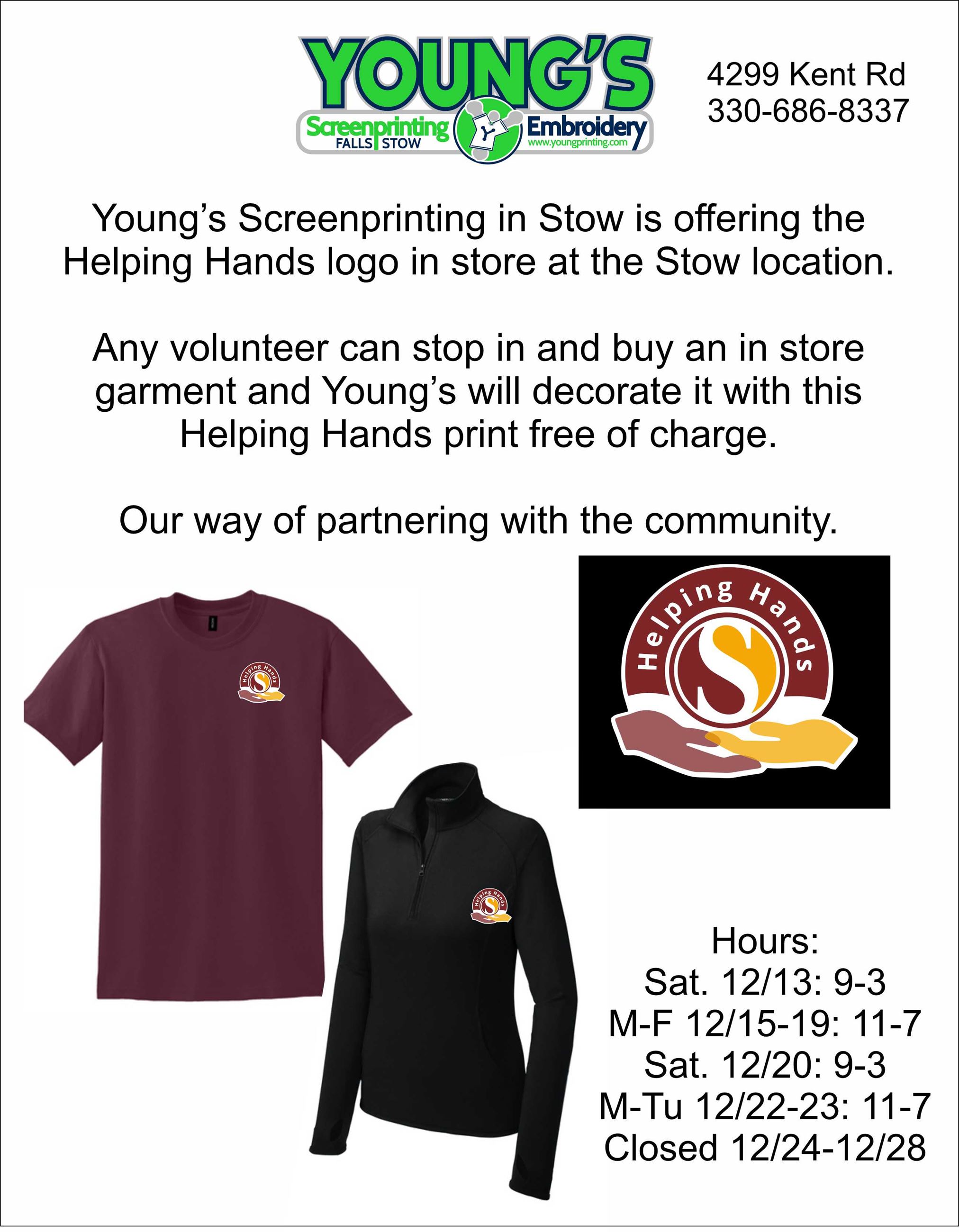 Youngs Screenprinting Helping Hands Flyer
